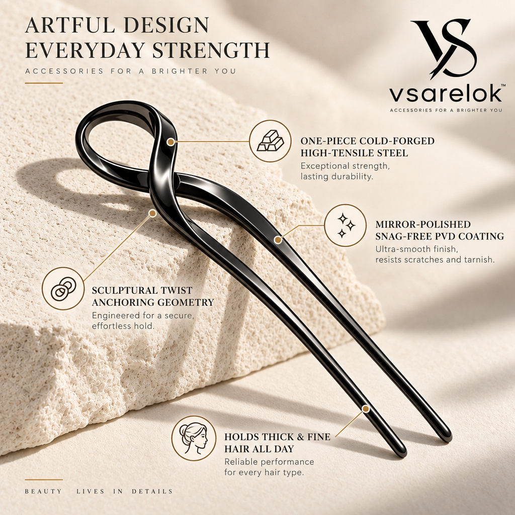 vsarelok™ InfinitySculpt Cold-Forged Fluid Dual-Prong French Hair Pin