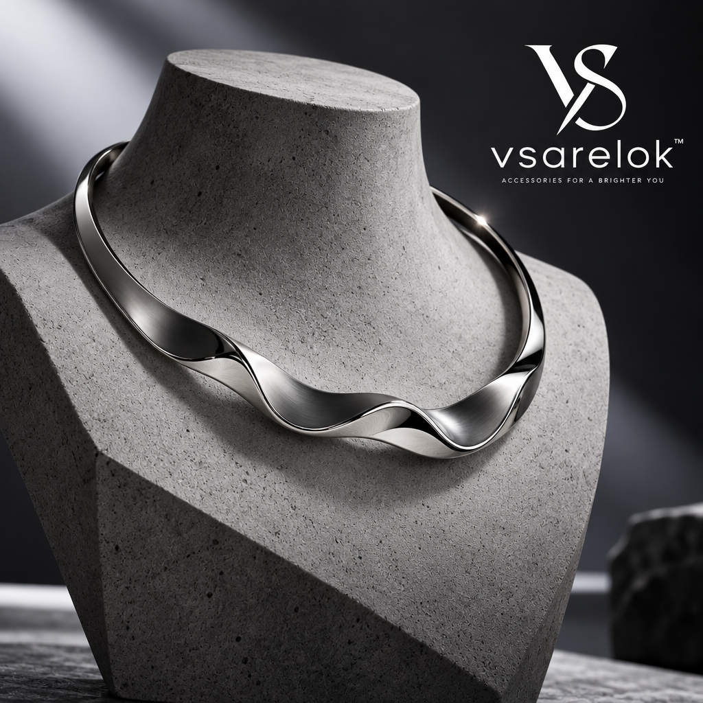 vsarelok™ SculptTorque Shape-Memory Pure Titanium Open Collar Necklace