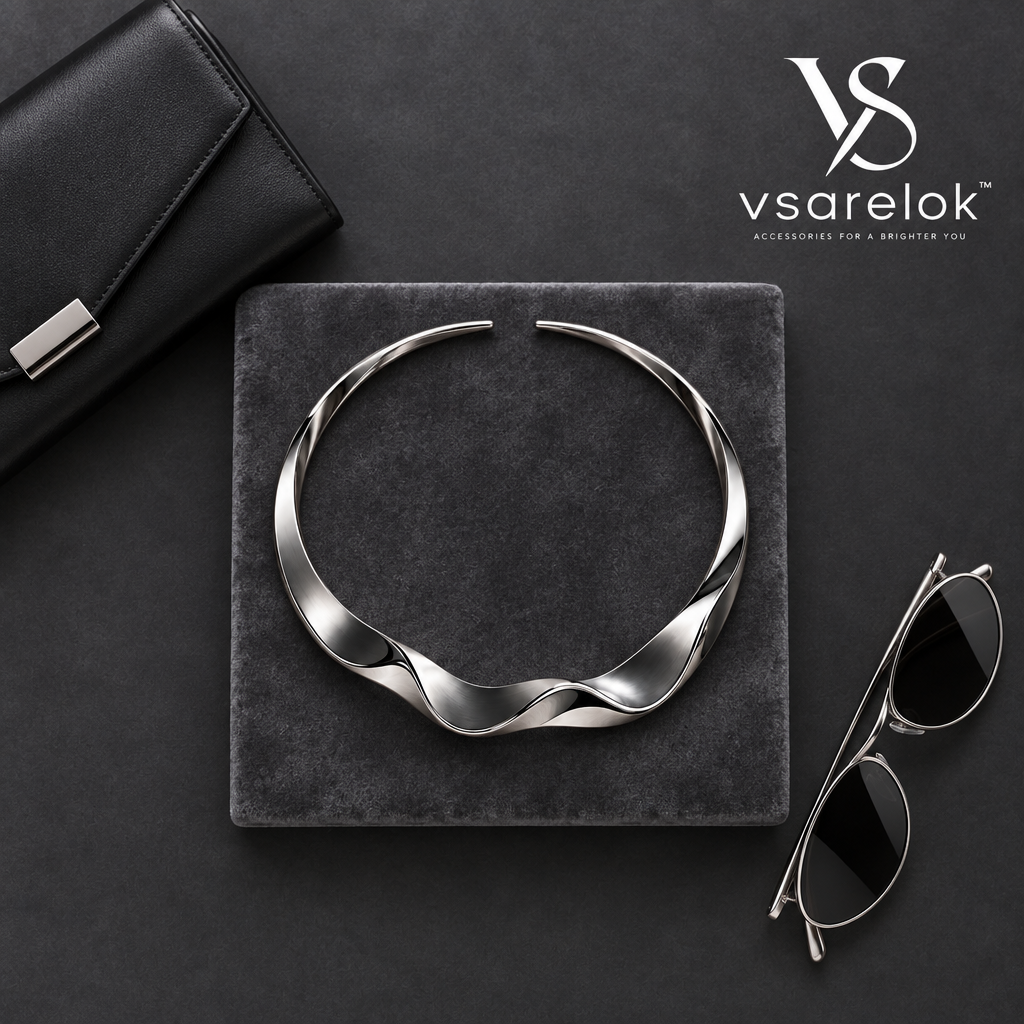 vsarelok™ SculptTorque Shape-Memory Pure Titanium Open Collar Necklace