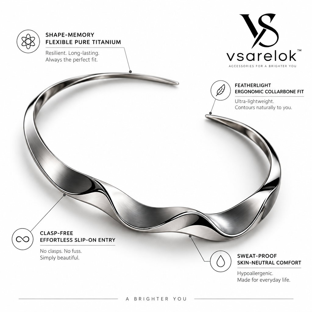 vsarelok™ SculptTorque Shape-Memory Pure Titanium Open Collar Necklace